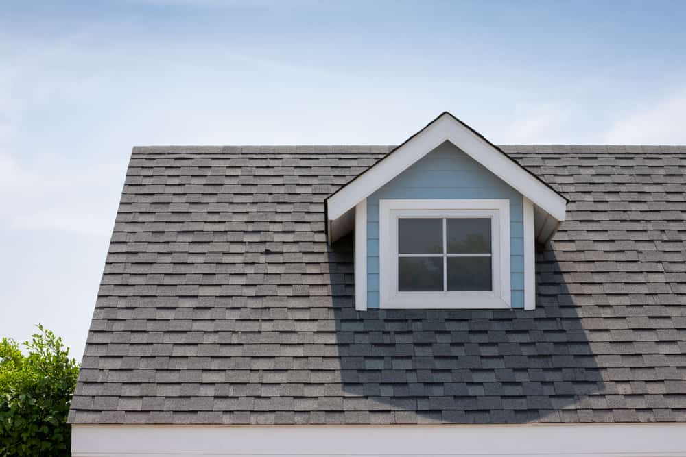 suburban roof with new shingles.