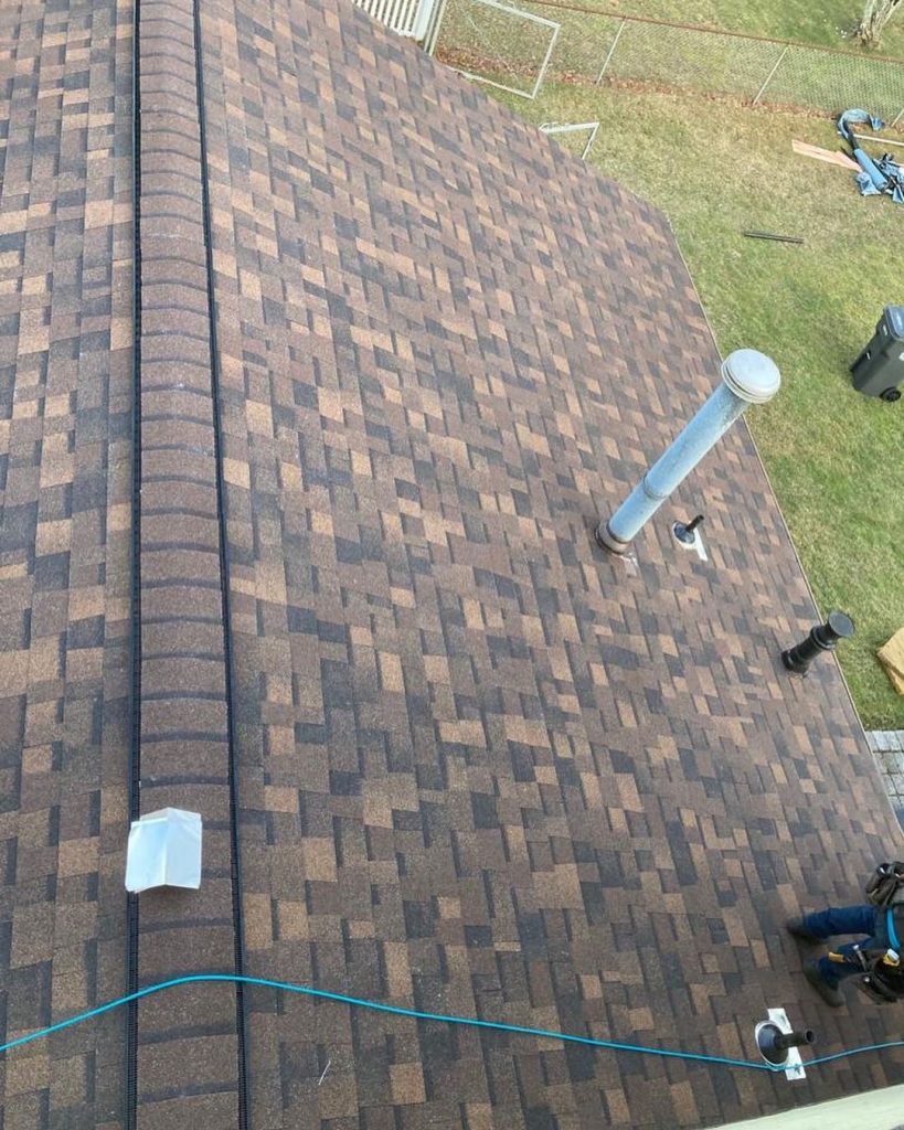 roof shingles being cleaned.