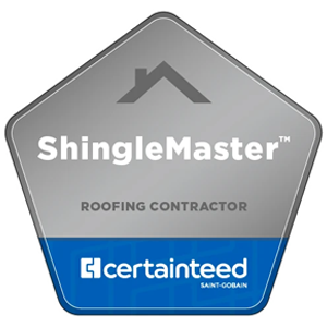 shinglemaster roofing contractor badge by certainteed.