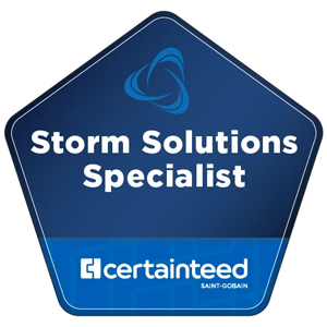 storm solutions specialist badge by certainteed.