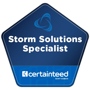 storm solutions specialist badge by certainteed.